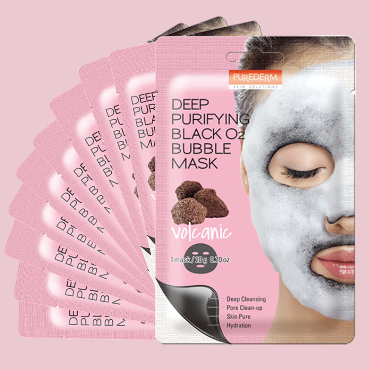 Purederm deep purifying black o2 bubble sheet mask volcanic - 1 piece
